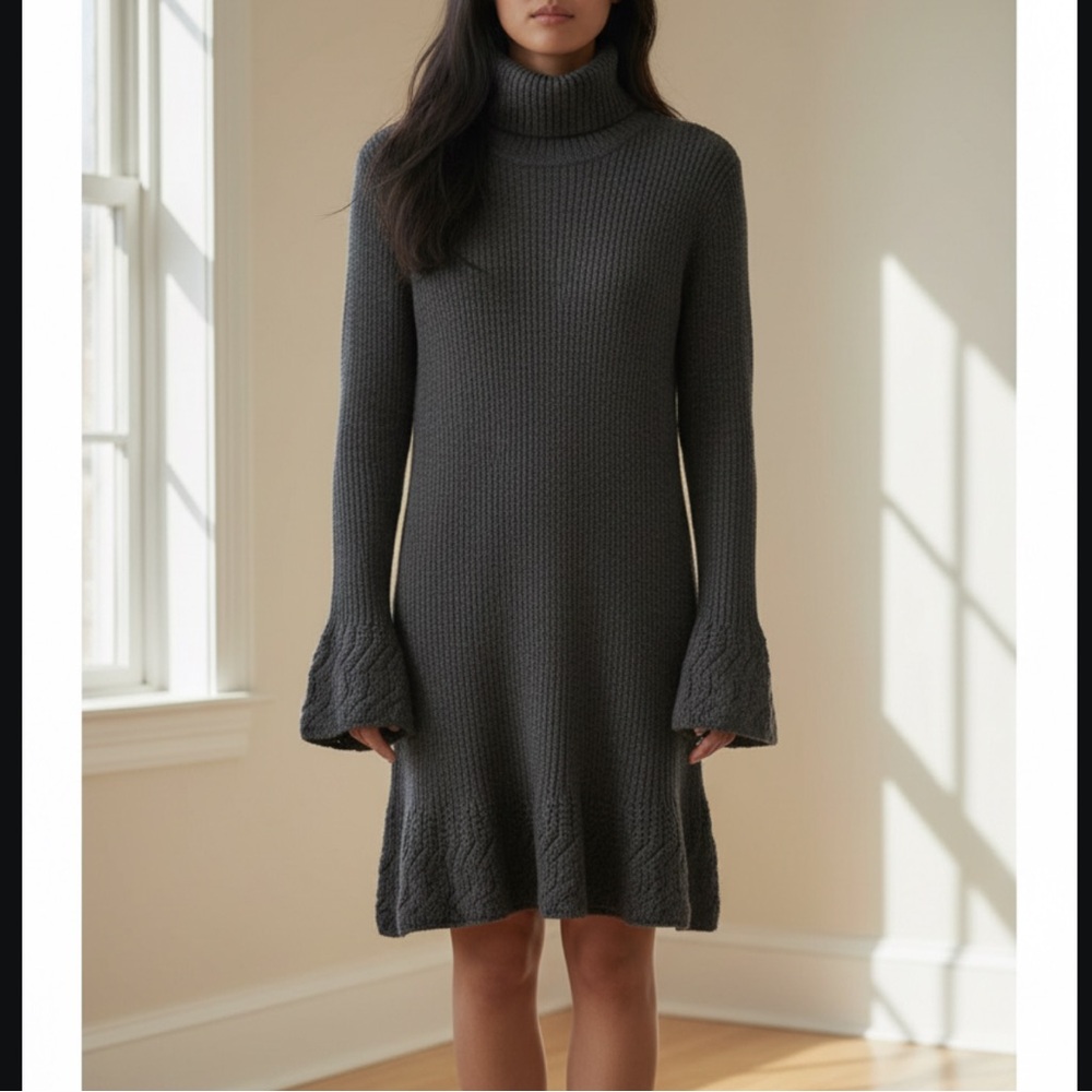 Agnes B Grey Alpaca Wool Long Sleeve Sweater Dress Size L